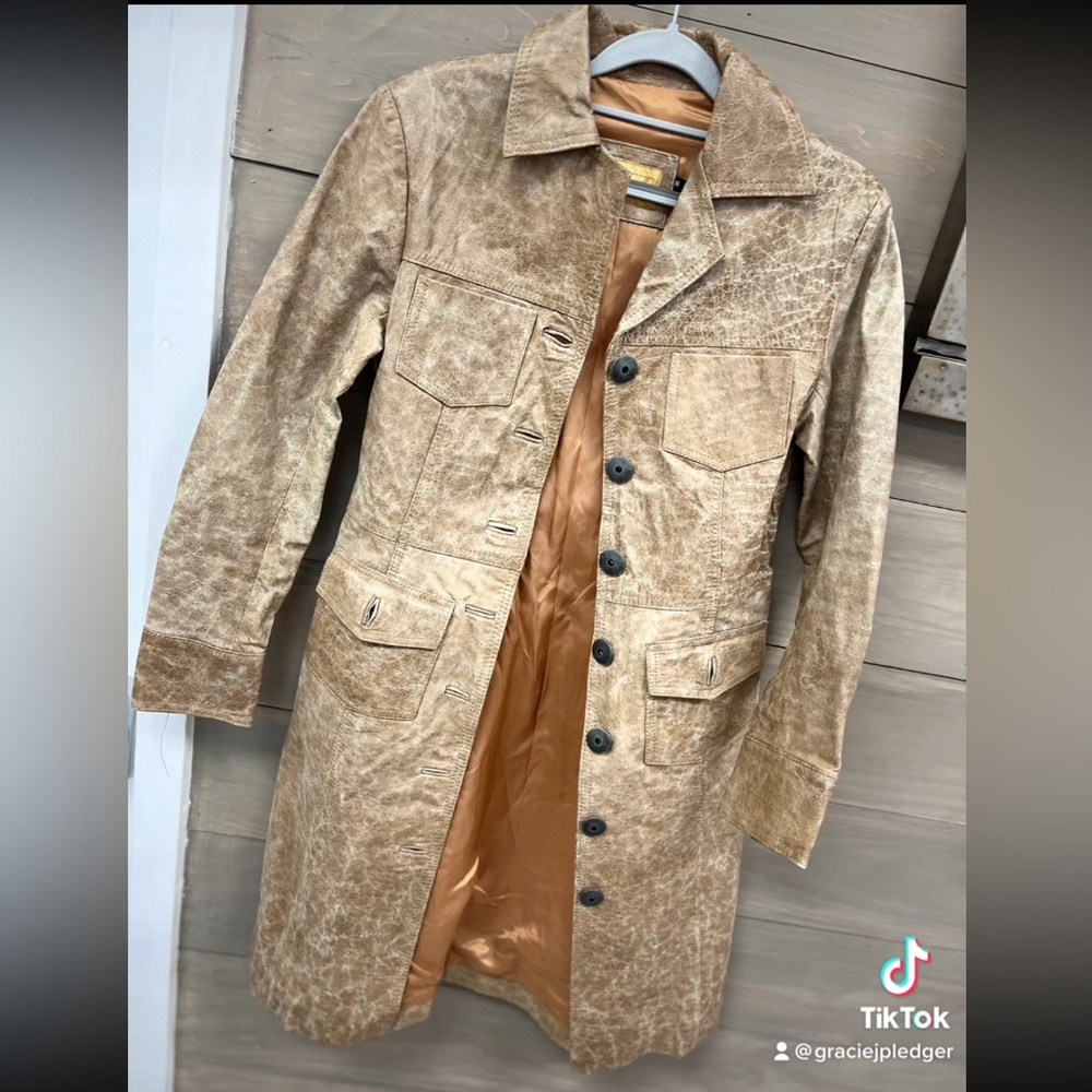 crayon leather maxi jacket